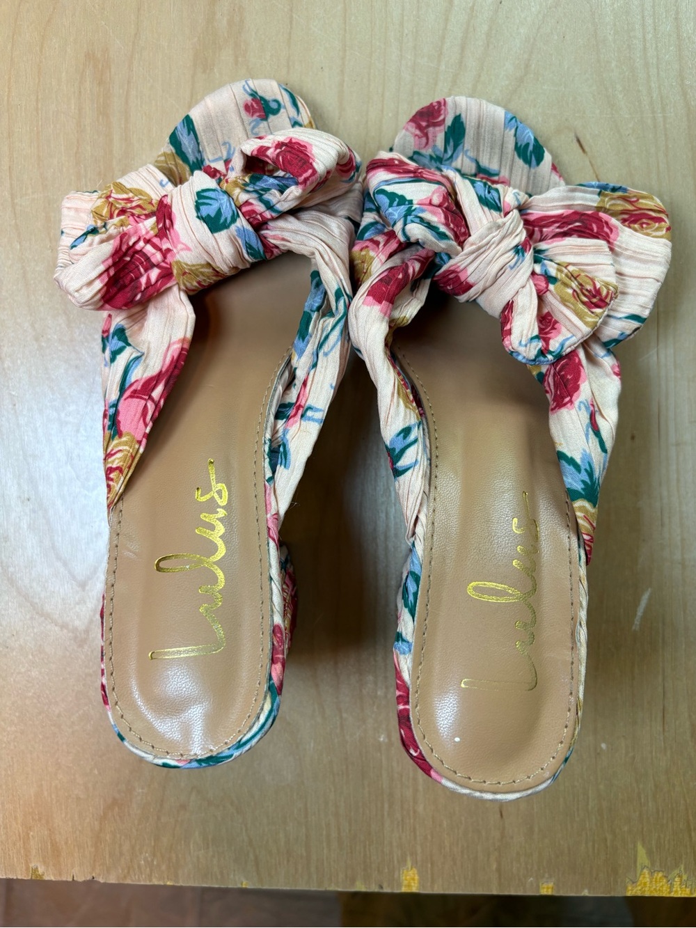 Lulus Floral Slip On Heels Wedge Sandals Womens Size 6